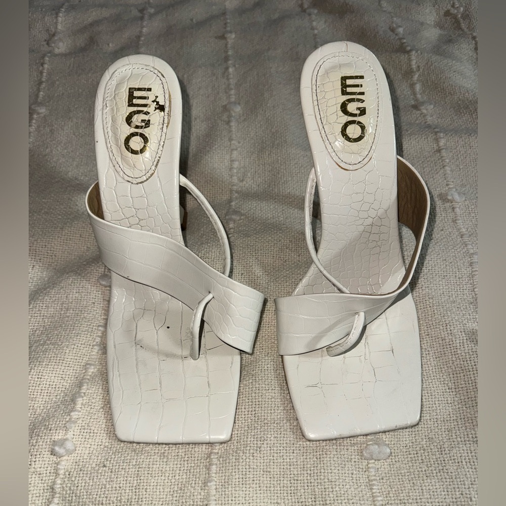 EGO White Croc-Patterned Heels